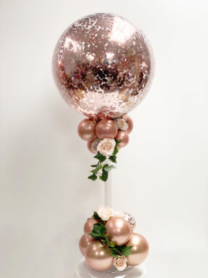 Bouquet de ballons confettis d'anniversaire - bourgogne, rose et